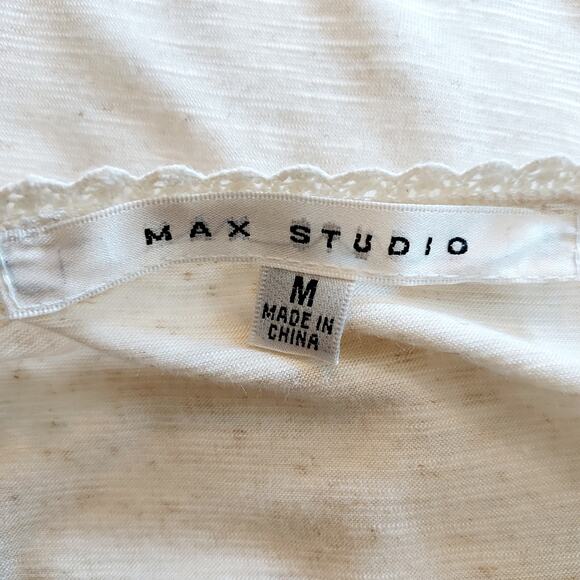 Max Studio Cream Blouse w/Lace Trim Size M - Picture 13 of 14